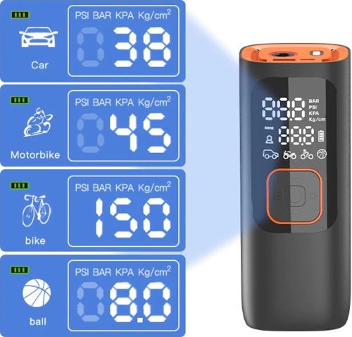 Автомобільний компресор Car Air Pump ATJ - 6988 акумуляторний автокомпресор з РК монітором, портативний насос для шин автомобіля і велосипеда