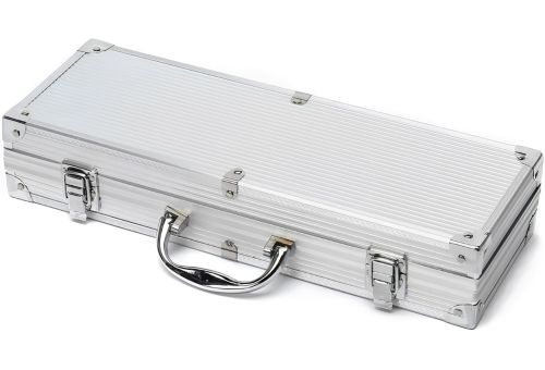 Набір для мангала в кейсі BBQ Tools Set AL-10 10 в 1 43х21х8 см Шашличний комплект з нержавіючої сталі для гриля і барбекю в алюмінієвій валізі