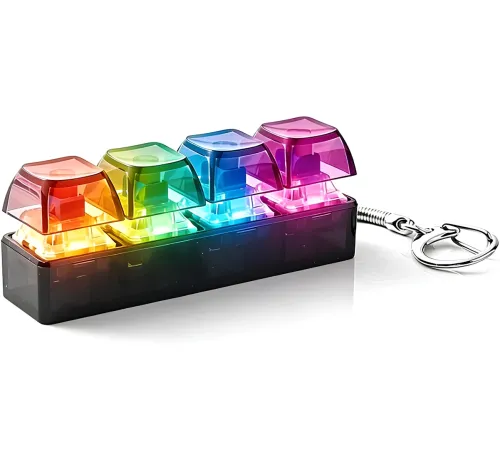 Брелок-антистрес у формі кейкап Switch Keychain SK-04 — іграшка-клікер із 4 механічними клавішами, карабіном для ключів та RGB-підсвічуванням, чорний, Jedel