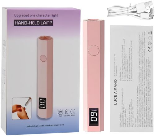 Ультрафіолетова портативна УФ лампа Handheld UV LED Lamp USB 1-44 3W для манікюру, ручна бездротова для сушіння гель лаку на акумуляторі Рожева