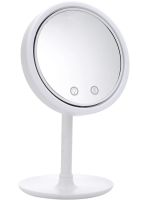 Кругле сенсорне дзеркало для макіяжу з вентилятором Beauty Breeze Mirror CM-062 настільне акумуляторне дзеркало з підсвічуванням і збільшенням біле