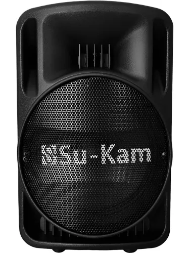 Акумуляторна колонка караоке Su-Kam BT-100D 500W USB AUX SD портативна акустична Bluetooth система з бездротовим мікрофоном 12V/220V Чорна