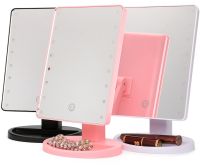 Косметичне сенсорне дзеркало для макіяжу Magic MakeUp Mirror обертається на 180 настільне дзеркало на підставці з підсвічуванням 22 LED USB Рожеве