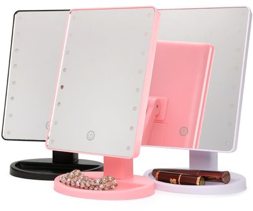 Косметичне сенсорне дзеркало для макіяжу Magic MakeUp Mirror обертається на 180 настільне дзеркало на підставці з підсвічуванням 22 LED USB Чорне
