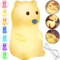 Настольный силиконовый ночник Медведь Bear Silicone Night Light DC-7653 детский аккумуляторный светильник с RGB подсветкой и сенсорным датчиком USB