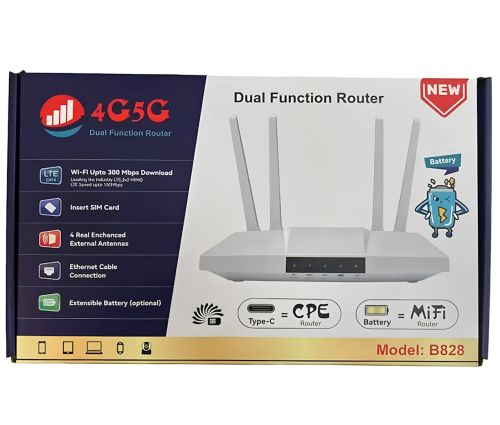 Бездротовий LTE маршрутизатор Dual Function B828 4G/5G 300 Мбіт/с зі слотом для SIM карти, акумуляторний Wi-Fi роутер до 300Mb/s 4 зовнішні антени