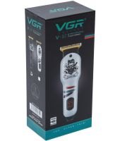 Беспроводная машинка для стрижки волос VGR V-971 аккумуляторный мужской триммер для окантовки бороды и усов со сменными насадками и LED дисплеем USB