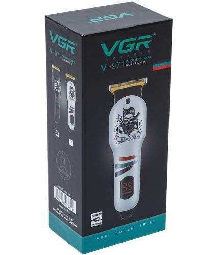Беспроводная машинка для стрижки волос VGR V-971 аккумуляторный мужской триммер для окантовки бороды и усов со сменными насадками и LED дисплеем USB