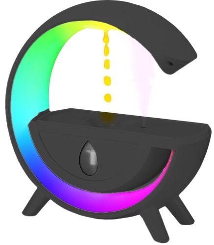 Антигравитационный увлажнитель воздуха ночник Anti-Gravity Humidifier T00K8 с RGB подсветкой, Диффузор 350мл с капельным эффектом от USB Черный