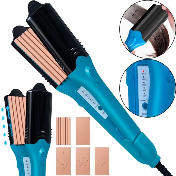 Плойка випрямляч 3D Hair Printing Iron XL - 619 для випрямлення волосся з насадками з малюнком, щипці 5 пластин з керамічним покриттям і рукавичкою