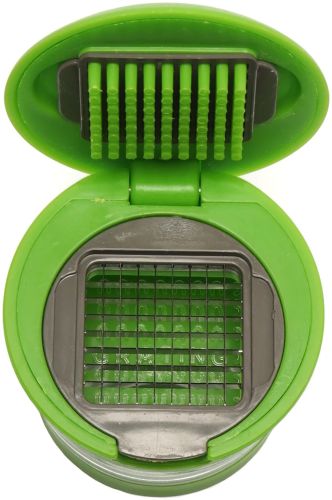 Ручний прес подрібнювач часнику Garlic Chopper кухонна чеснокодавка для дрібних продуктів, часничниця зі знімним контейнером і насадками Зелена