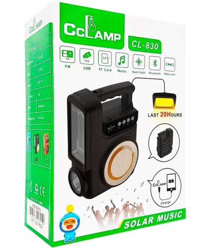 Переносная солнечная станция CcLamp CL-830 аккумуляторный LED фонарь повербанк с лампочкой и FM радио на солнечной батареи USB Bluetooth Power Bank