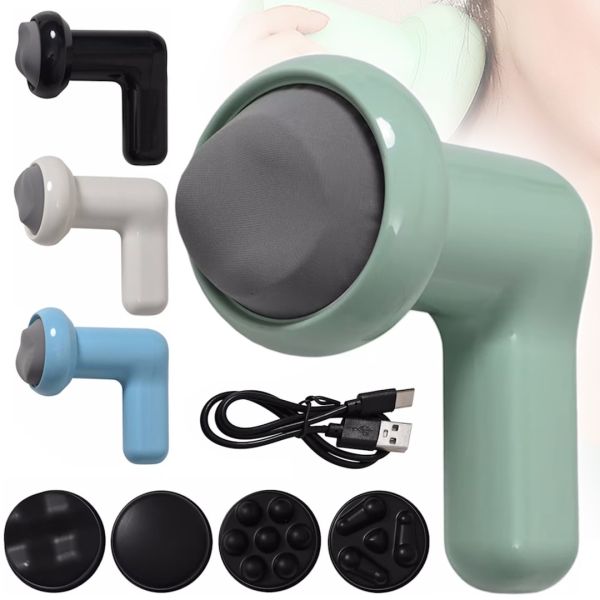 Антицелюлітний масажер Deep Massager YX-740 24W ручний акумуляторний вібромасажер, лімфодренажний пістолет для всього тіла 4 насадки від USB