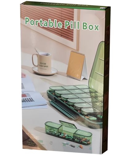 Органайзер для таблеток Portable Pill Box MSK-3516 на 21 комірку, кишеньковий контейнер для зберігання ліків на 7 днів, таблетниця диспенсер на тиждень