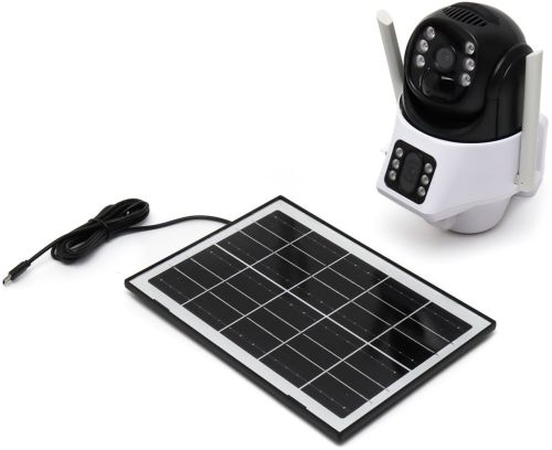 Вулична IP камера відеоспостереження Solar Camera V36 WI-FI поворотна відеокамера з двома лінзами і віддаленим доступом від сонячної панелі V36