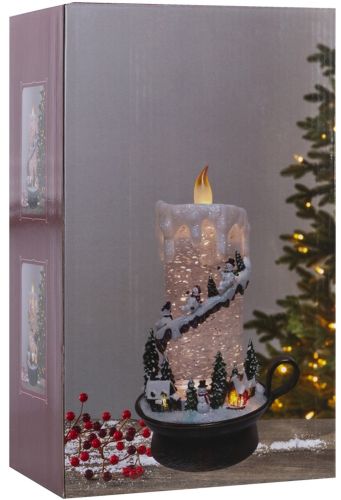 Новорічний музичний світильник XMAS WDL 21020b декоративна свічка зі сніговиками, настільний нічник зі світлодіодним підсвічуванням на батарейках USB