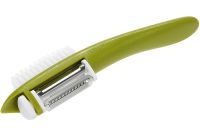 Мульти-чистка для овочів з щіткою Multi Peeller 3 в 1 кухонна Ручна овощечистка для очищення і видалення шкірки фруктів, чистилка з насадками Зелена