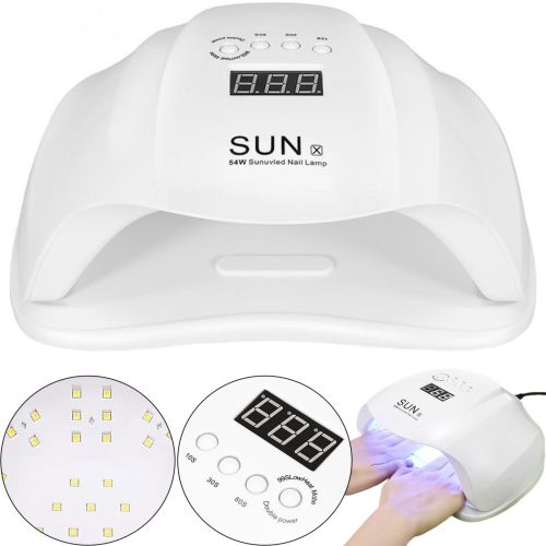 Професійна лампа UV/LED SUN X 54W для манікюру і педикюру з таймером, апарат для полімеризації і сушіння гель лаку і гелю для нігтів Білий