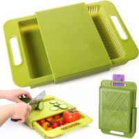 Складна обробна дошка на мийку Outdoor Chopping Board 3 в 1 нековзна розкладна дошка з ємністю і друшляком для кухні 37х25 см Зелена