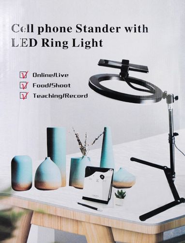 Кільцева лампа зі штативом LED Ring Light QX-206 26 см світлодіодне селфи кільце з підставкою і тримачем для настільної зйомки 3 режими світіння