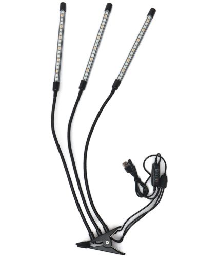 Светодиодная гибкая фитолампа Plant Grow Light L-3 на 3 ветки, лампа для выращивания комнатных растений и рассады Полный спектр USB с таймером