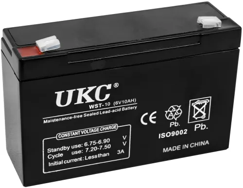 Акумуляторна батарея UKC 6V 10Ah WST-10 універсальний свинцево-кислотний акумулятор 6В 10Ач для торгового обладнання та іграшок