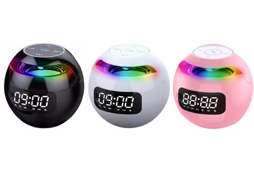 Бездротова Bluetooth колонка з годинником Kimiso KMS-K12 3W акумуляторний портативний міні динамік з будильником і RGB LED підсвічуванням microUSB