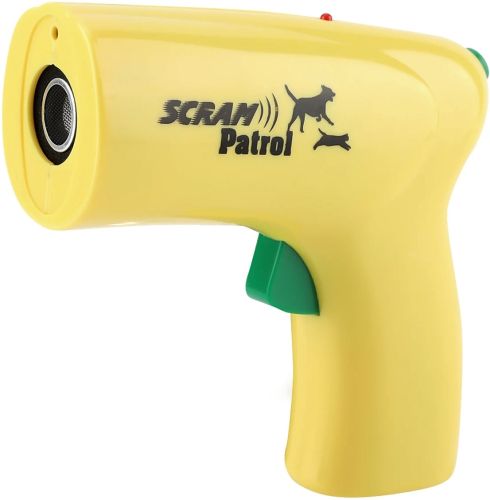 Ультразвуковий ручний відлякувач собак з лазером Scram Patrol 0027 Dog Reppeler для відлякування і дресирування тварин на батарейках Жовтий