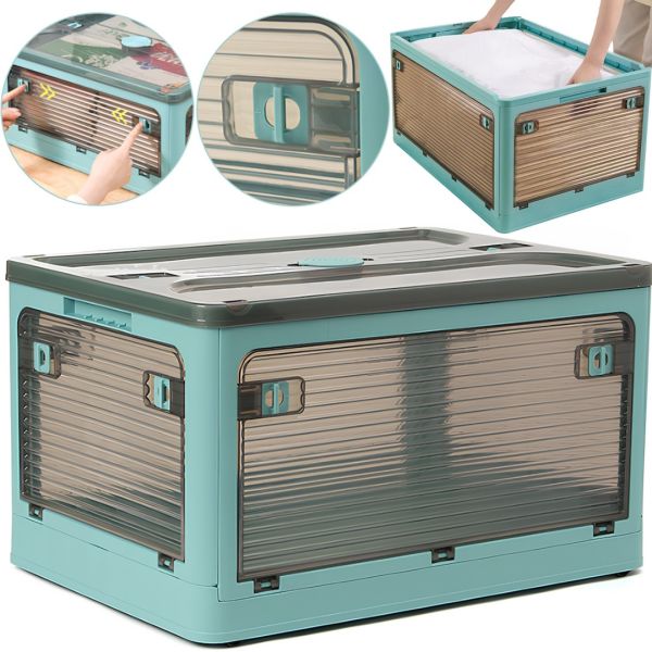 Складаний прозорий органайзер Joybos Foldable Storage Box 43х31х24 см розкладний пластиковий ящик на коліщатках для зберігання речей, одягу та постільної білизни