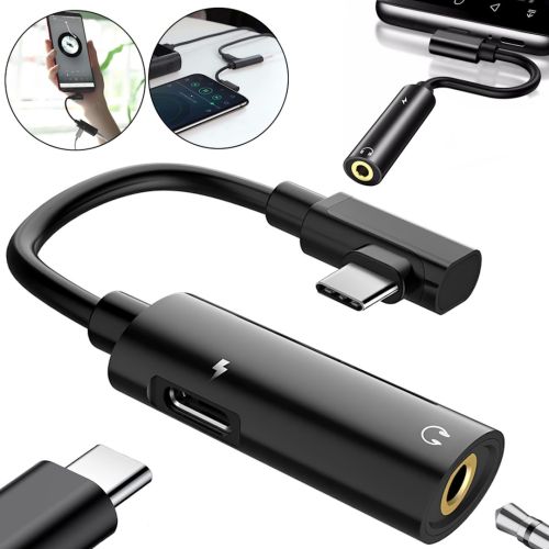Перехідник Hoco LS19 2 в 1 Jack 3.5мм Type-C аудіо адаптер на 2 гнізда, конвертер для під'єднання зарядки та навушників до телефона Audio Converter