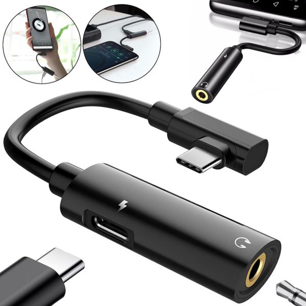 Перехідник Hoco LS19 2 в 1 Jack 3.5мм Type-C аудіо адаптер на 2 гнізда, конвертер для під'єднання зарядки та навушників до телефона Audio Converter