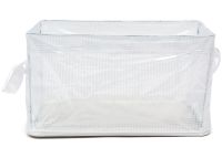 Універсальний органайзер в шафу Storage Box LY-706 48х20х20 см прозора тканинна кошик з каркасом для зберігання речей і нижньої білизни 27 л біла
