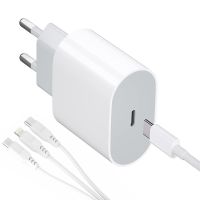 Універсальний зарядний пристрій 20W USB-З to TC/Mi/iP Cable Power Adapter + потрійний кабель 3 в 1, зарядний блок живлення 20 Вт для телефону