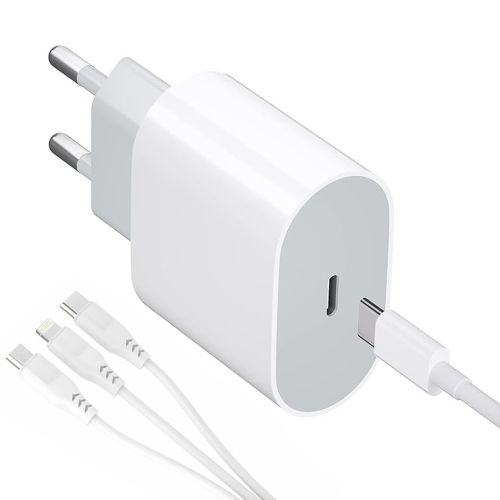 Універсальний зарядний пристрій 20W USB-З to TC/Mi/iP Cable Power Adapter + потрійний кабель 3 в 1, зарядний блок живлення 20 Вт для телефону