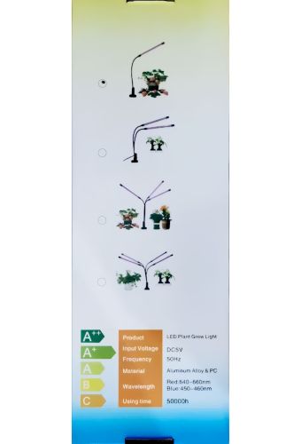 Світлодіодна гнучка фітолампи Grow Light 1 гілка для вирощування кімнатних рослин і розсади, світильник на 1 лампу повний спектр USB з таймером