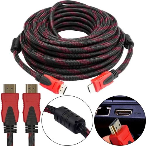Усиленный кабель Hdmi to Hdmi 25м 1080p в обмотке Кабель-удлинитель HDMI-HDMI 25m 25 m, 25 м для монитора и телевизора в оплетке Черно Красный