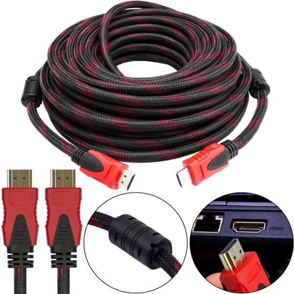 Посилений кабель Hdmi to Hdmi 25м 1080p в обмотці Кабель-подовжувач HDMI-HDMI 25m 25 m 25 m, 25 м для монітора і телевізора в обплетенні Чорно Червоний