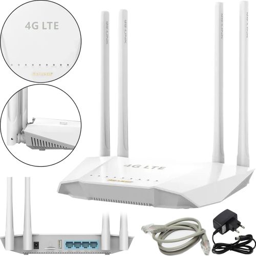 Бездротовий Wi-Fi Роутер маршрутизатор LB-Link BL-CPE450M 4G до 300 Мбіт/з зі слотом для сім карти, Wifi роутер до 300Mb / s 4 зовнішні антени Білий