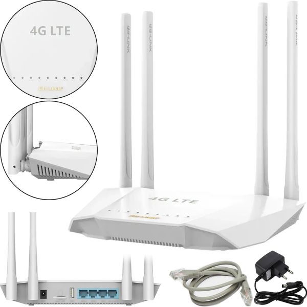 Бездротовий Wi-Fi Роутер маршрутизатор LB-Link BL-CPE450M 4G до 300 Мбіт/з зі слотом для сім карти, Wifi роутер до 300Mb / s 4 зовнішні антени Білий