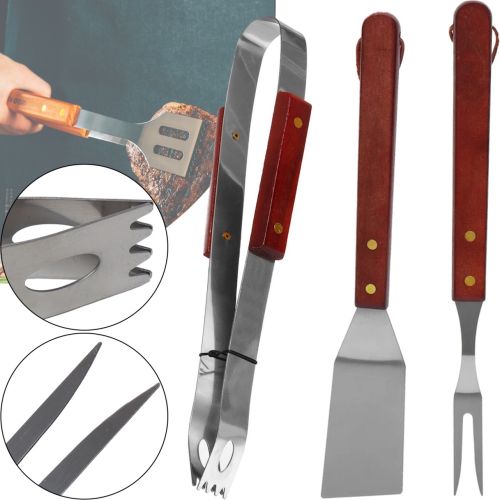 Набір приладдя Kemping Slim G-05 3в1 вилка лопатка щипці для барбекю, Кулінарний комплект GP-4280 3 предмети для пікніка з нержавіючої сталі