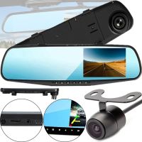 Автомобільний відеореєстратор дзеркало LCD Full HD DVR-138W 4.3 " дюйма з камерою заднього виду, авторегістратор на 2 камери кут огляду 170 градусів