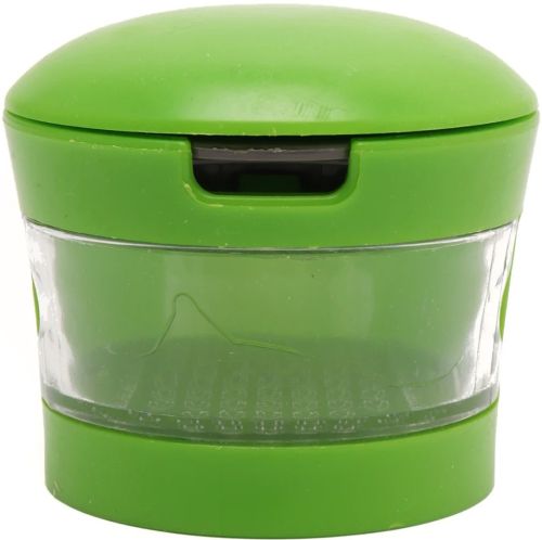 Ручний прес подрібнювач часнику Garlic Chopper кухонна чеснокодавка для дрібних продуктів, часничниця зі знімним контейнером і насадками Зелена