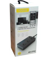 Мережевий фільтр Power Socket AR-CP02 3000W на 3 розетки 6 USB 1.8 м електричний подовжувач переноска з вимикачем для підключення приладів до мережі