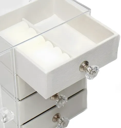 Шкатулка для зберігання ювелірних прикрас Jewelry Box LD-1033, акриловий органайзер із 6-секційними шухлядами для біжутерії та аксесуарів XL-1831