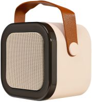 Детский беспроводной караоке Speaker K12 Bluetooth 2 в 1 светодиодная портативная колонка с микрофоном, RGB подсветкой и Wi-Fi на аккумуляторе Бежевая