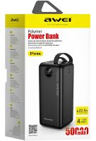 Зовнішній акумулятор повербанк Power Bank Awei P114k 50000 mAh 22.5 W портативний зарядний пристрій для телефону з швидкою зарядкою і дисплеєм 4 USB 