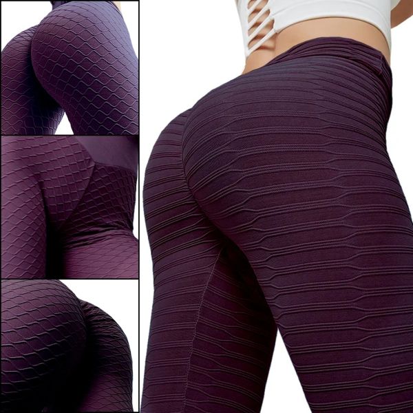 Жіночі спортивні легінси Staples Scrunch Bum фіолетові із завищеною високою талією ефектом пуш-ап стягуючі безшовні лосини для фітнесу push up