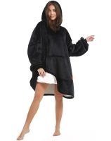 Толстовка-плед з капюшоном Huggle Hoodie Ultra Plush Blanket 2 в 1 унісекс оверсайз толстовка худі плюшевий плед з рукавами на флісі 74х110 см Чорний