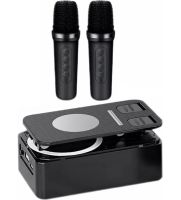 Тримач підставка для телефону з колонкою Microphone speaker set AND K18 - 2 бездротова Bluetooth колонка з тримачем і 2 мікрофонами для караоке