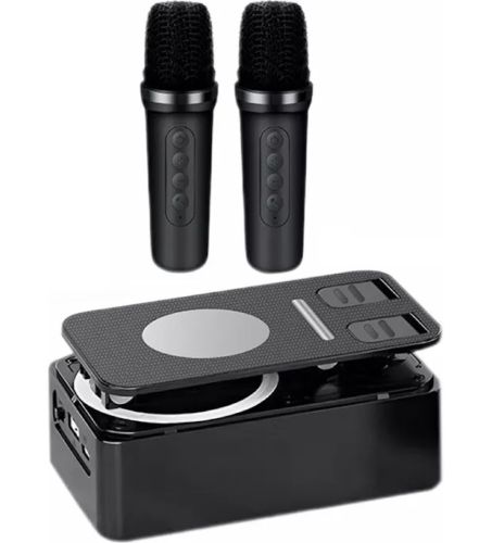 Тримач підставка для телефону з колонкою Microphone speaker set AND K18 - 2 бездротова Bluetooth колонка з тримачем і 2 мікрофонами для караоке